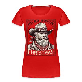 Ho Ho Howdy Christmas Time Cowboy - Women's Premium Organic T-Shirt - navy - Front - Mia (176cm)