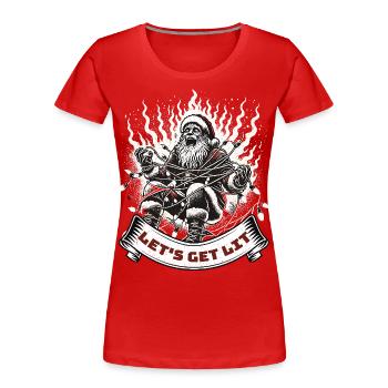 Père Noël Fées Lumières Chaos - T-shirt bio Premium Femme - bleu marine - Devant - Mia (176cm)