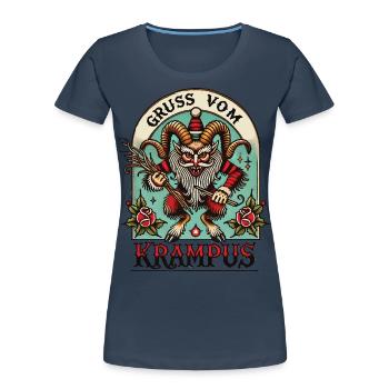 Greeting from the Krampus Christmas Myths Fun - Women's Premium Organic T-Shirt - navy - Front - Mia (176cm)