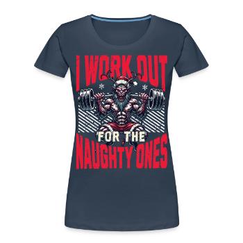 Krampus Trainiert Für Die Frechen - Frauen Premium Bio T-Shirt - Navy - Vorne - Mia (176cm)