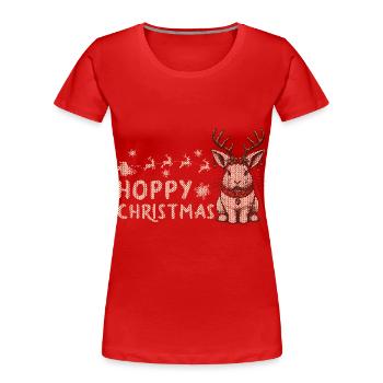 Hoppy Christmas Lustiger Weihnachts-Hase - Frauen Premium Bio T-Shirt - Navy - Vorne - Mia (176cm)