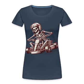 Skeleton Go-Kart Retro Adventure - Women's Premium Organic T-Shirt - navy - Front - Mia (176cm)