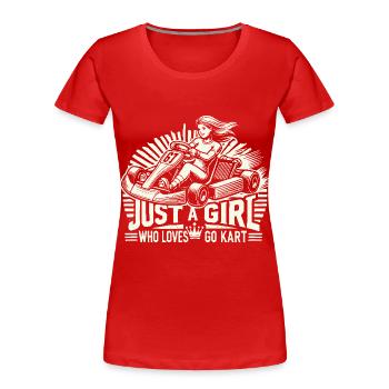 Une fille qui adore le karting - T-shirt bio Premium Femme - bleu marine - Devant - Mia (176cm)