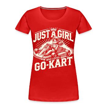 Juste une fille qui aime le karting - T-shirt bio Premium Femme - bleu marine - Devant - Mia (176cm)