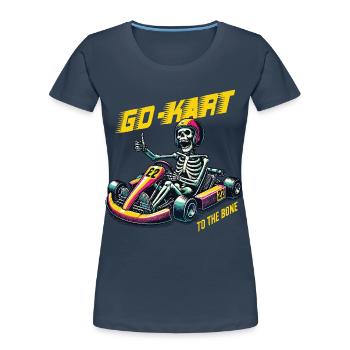 Go-Kart To The Bone Retro Skeleton Style - Women's Premium Organic T-Shirt - navy - Front - Mia (176cm)