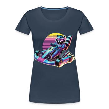 Go-Kart Raton laveur dans le style néon - T-shirt bio Premium Femme - bleu marine - Devant - Mia (176cm)