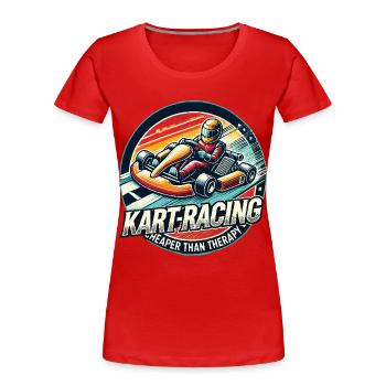 Kart-Rennen Günstiger Als Therapie - Frauen Premium Bio T-Shirt - Navy - Vorne - Mia (176cm)