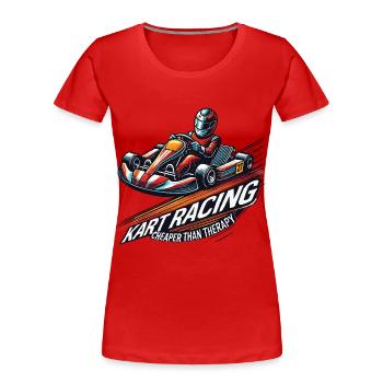 La course de karting moins chère que la thérapie - T-shirt bio Premium Femme - bleu marine - Devant - Mia (176cm)