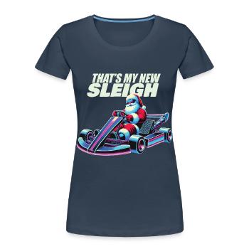 Go-Kart Retro Santa Claus Sleigh Adventure - T-shirt bio Premium Femme - bleu marine - Devant - Mia (176cm)