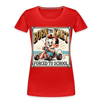 Geboren Zum Kartfahren Vintage Look - Frauen Premium Bio T-Shirt - Navy - Vorne - Mia (176cm)