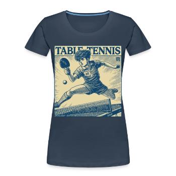 Anime Table Tennis Retro Artwork in the Style of the 80s - Women's Premium Organic T-Shirt - navy - Front - Mia (176cm)