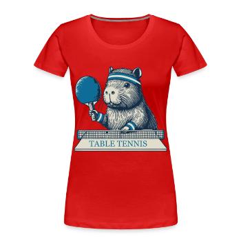 Capybara Tischtennis Spaß mit Tischtennisschläger - Frauen Premium Bio T-Shirt - Navy - Vorne - Mia (176cm)