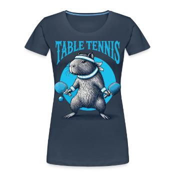 Capybara Lustiges Tischtennis Abenteurer - Frauen Premium Bio T-Shirt - Navy - Vorne - Mia (176cm)