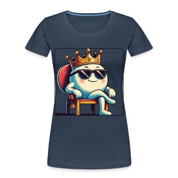 Dessin animé drôle balle de tennis de table roi - T-shirt bio Premium Femme - bleu marine - Devant - Mia (176cm)