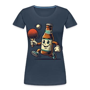 Bierflasche Tischtennis Lustiger Spaß - Frauen Premium Bio T-Shirt - Navy - Vorne - Mia (176cm)