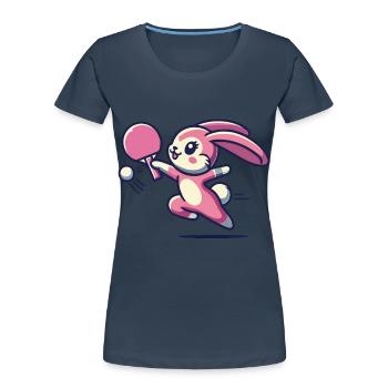 Kawaii Bunny Plays Table Tennis Cute - Women's Premium Organic T-Shirt - navy - Front - Mia (176cm)