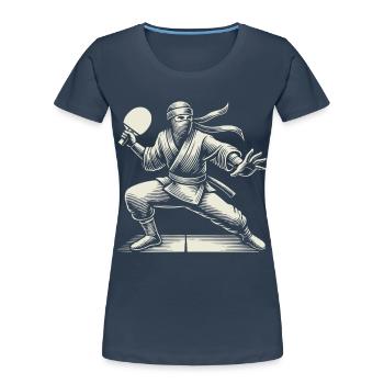 Ninja Tischtennis Kämpfer Ping Pong Meister - Frauen Premium Bio T-Shirt - Navy - Vorne - Mia (176cm)