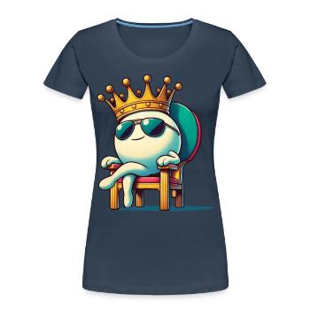 Drôle de dessin animé balle de tennis de table King Fun - T-shirt bio Premium Femme - bleu marine - Devant - Mia (176cm)