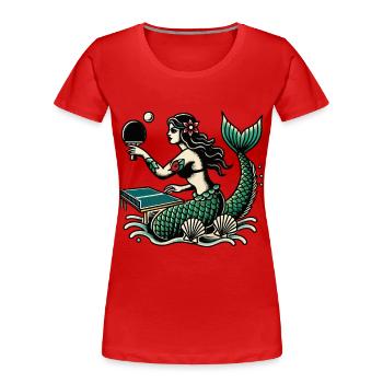 Tennis de table rétro tatouage style sirène design - T-shirt bio Premium Femme - bleu marine - Devant - Mia (176cm)