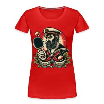 Retro Table Tennis Captain in Tattoo Style - Women's Premium Organic T-Shirt - navy - Front - Mia (176cm)