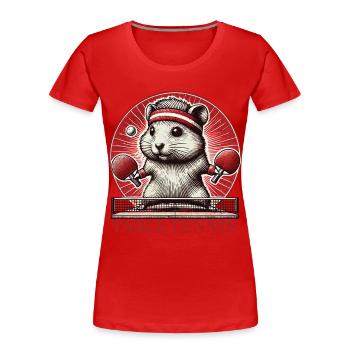 Hamster Retro Vintage Tischtennis Fan Design - Frauen Premium Bio T-Shirt - Navy - Vorne - Mia (176cm)