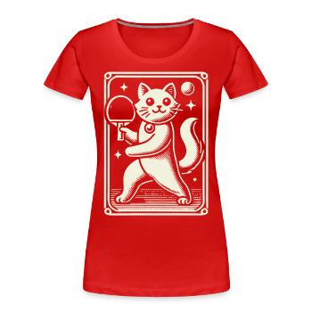 Cute Cat Playing Table Tennis Artfully - Women's Premium Organic T-Shirt - navy - Front - Mia (176cm)
