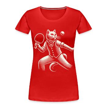 Cute Cat Plays Table Tennis Masterfully - Women's Premium Organic T-Shirt - navy - Front - Mia (176cm)