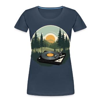 Nature Sounds Musique Tenue streetwear - T-shirt bio Premium Femme - bleu marine - Devant - Mia (176cm)