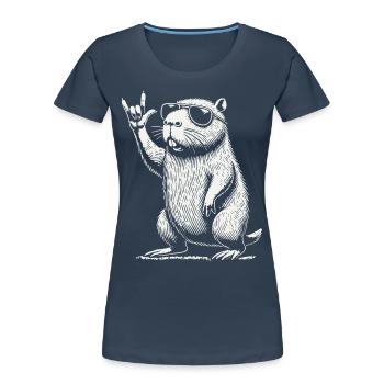 Musique Rock Heavy Metal Festival Capybara - T-shirt bio Premium Femme - bleu marine - Devant - Mia (176cm)