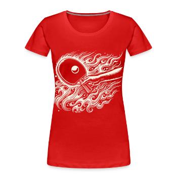 Raquette de tennis de table enflammée pour des jeux dynamiques - T-shirt bio Premium Femme - bleu marine - Devant - Mia (176cm)