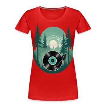 Vinyl vintage Musik Retro Streetwear Stil - Frauen Premium Bio T-Shirt - Navy - Vorne - Mia (176cm)