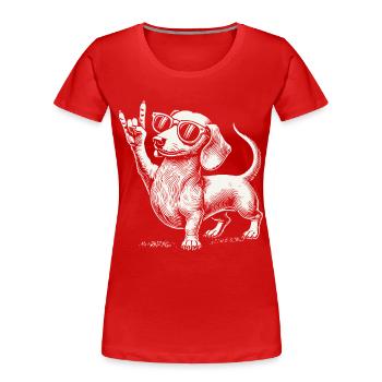 Rock Music Funny Heavy Metal Dachshund Concert - Women's Premium Organic T-Shirt - navy - Front - Mia (176cm)
