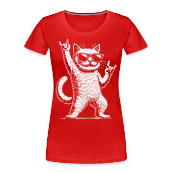 Musique rock Drôle de chat Festival de Heavy Metal - T-shirt bio Premium Femme - bleu marine - Devant - Mia (176cm)