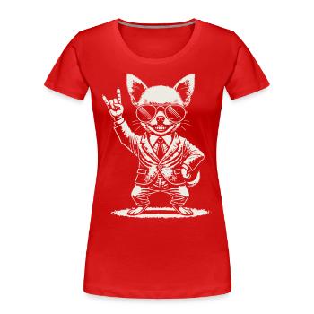 Rock Musik Lustige Heavy Metal Chihuahua Konzert - Frauen Premium Bio T-Shirt - Navy - Vorne - Mia (176cm)