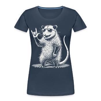 Opossum Rock Music Festival Rétro Heavy Metal - T-shirt bio Premium Femme - bleu marine - Devant - Mia (176cm)