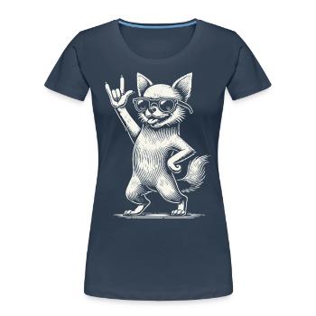 Festival de musique rock drôle chien chihuahua - T-shirt bio Premium Femme - bleu marine - Devant - Mia (176cm)