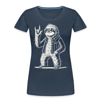 Lustiges Faultier Rock Musik Heavy Metal Festival - Frauen Premium Bio T-Shirt - Navy - Vorne - Mia (176cm)