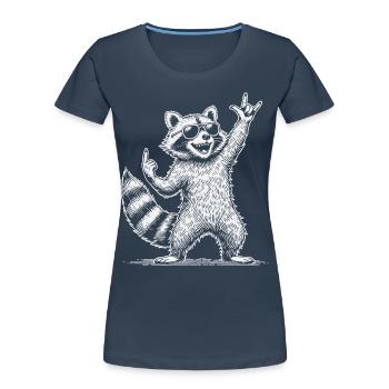 Funny Raccoon Heavy Metal Festival - T-shirt bio Premium Femme - bleu marine - Devant - Mia (176cm)