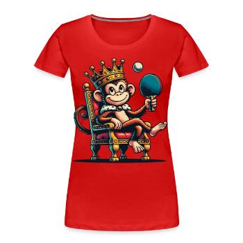 Monkey King Table Tennis Champion with Crown - Women's Premium Organic T-Shirt - navy - Front - Mia (176cm)