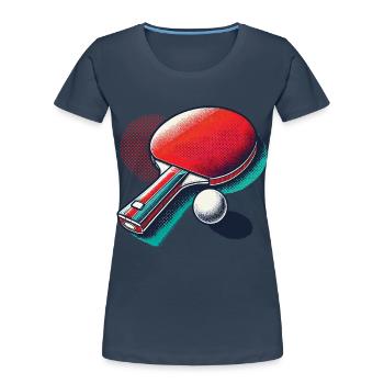 Table Tennis Retro Vintage Table Tennis Racket Style - Women's Premium Organic T-Shirt - navy - Front - Mia (176cm)
