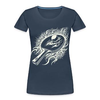 Raquette de tennis de table Passion - T-shirt bio Premium Femme - bleu marine - Devant - Mia (176cm)