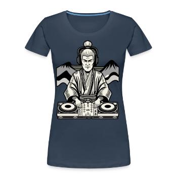 Musik Retro Streetwear DJ Samurai Graffiti - Frauen Premium Bio T-Shirt - Navy - Vorne - Mia (176cm)