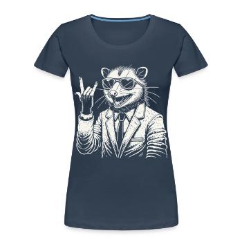 Opossum Rétro Rock Festival Heavy Metal - T-shirt bio Premium Femme - bleu marine - Devant - Mia (176cm)