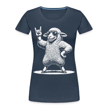 Musique rock Heavy Metal Mouton Avec lunettes de soleil - T-shirt bio Premium Femme - bleu marine - Devant - Mia (176cm)