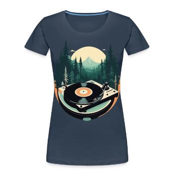Musique Streetwear Tenue Platine Forêt - T-shirt bio Premium Femme - bleu marine - Devant - Mia (176cm)