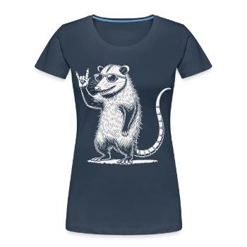 Funny Rock Music Festival Retro Opossum Design - Women's Premium Organic T-Shirt - navy - Front - Mia (176cm)