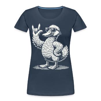 Heavy Metal Ente lustiger Festival Spaß - Frauen Premium Bio T-Shirt - Navy - Vorne - Mia (176cm)
