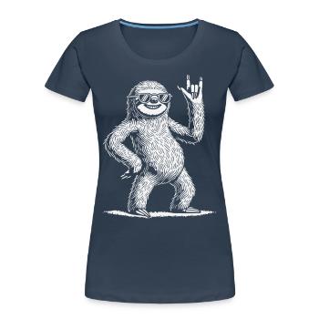 Funny Sloth Rock Music Heavy Metal Concert - Women's Premium Organic T-Shirt - navy - Front - Mia (176cm)