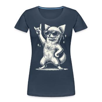 Lustige Heavy Metal Festival Chihuahua Hund - Frauen Premium Bio T-Shirt - Navy - Vorne - Mia (176cm)