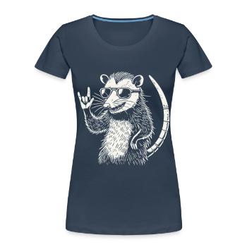 Opossum Heavy Metal Festival Rétro - T-shirt bio Premium Femme - bleu marine - Devant - Mia (176cm)